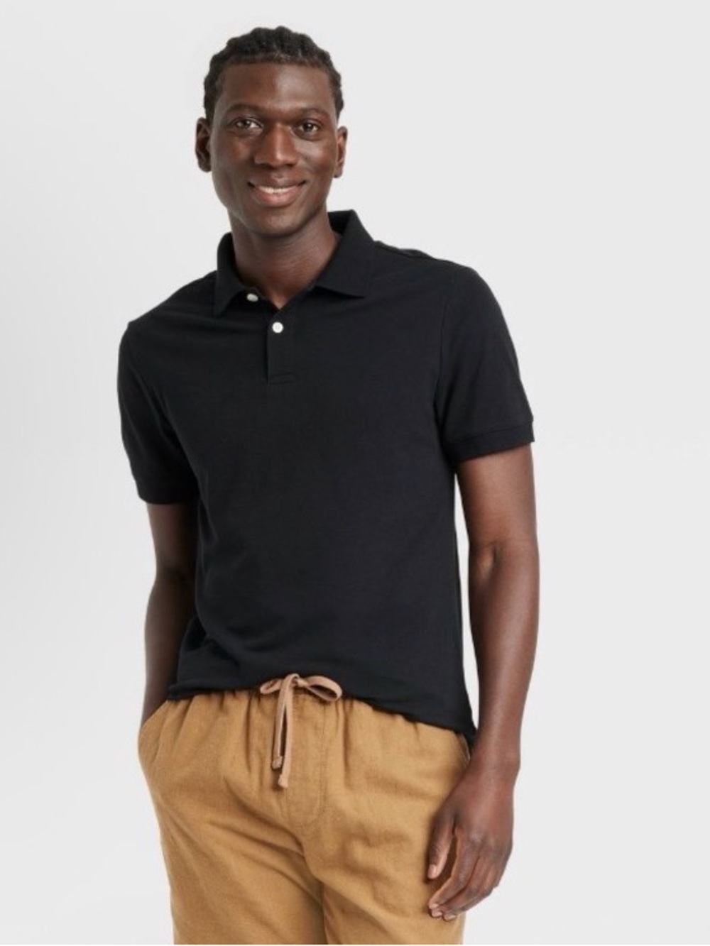 Men's Every Wear Polo Shirt - Goodfellow & Co™ Black Standard Fit, Short Sleeve